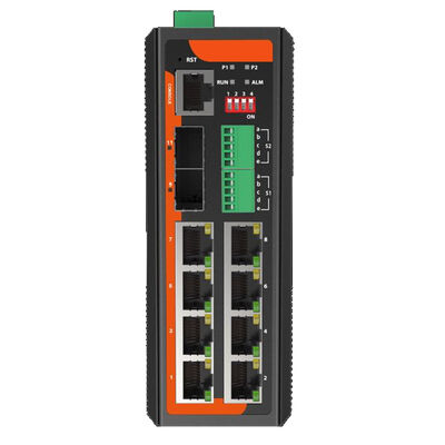 Switch Industrial PoE de 8 Portas Serial Over Ethernet Gigabit Network L2+ ERPS Gerenciado CE