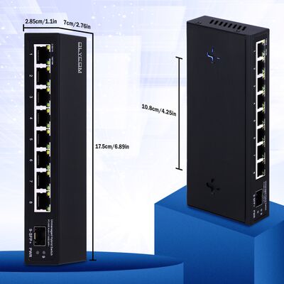 Switch Ethernet 2.5G não gerenciável com largura de banda de backplane de 60 Gbps e porta SFP de uplink 10G para redes empresariais