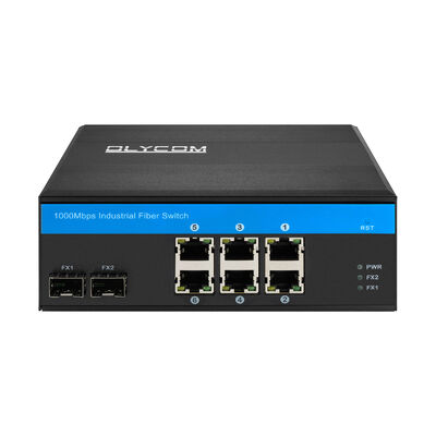 8 Port Industrial PoE Switch Gigabit Network Fiber não gerenciado DIN montado CE FCC