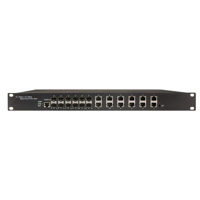 1U Rack 24 Port Managed Switch com portas 12RJ45+12SFP de classe de segurança IP30 e IEEE802.3az EEE Industrial Ethernet Switch