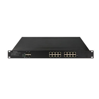 Switch PoE Industrial de 16 Portas Gigabit Fibra Óptica Rede Não Gerenciada 1U Rack Entrada 220V CE
