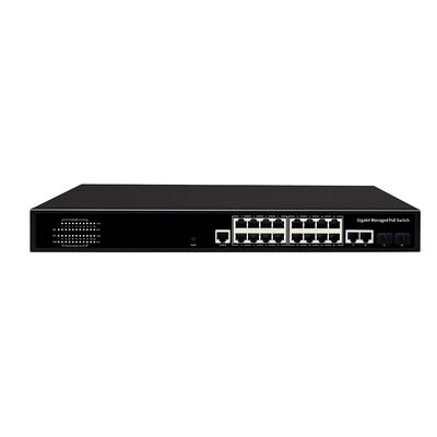 16 Portos 1G Gerenciado PoE Switch SFP/RJ45 Uplink 200W PoE Orçamento 1U Rack Entrada AC única