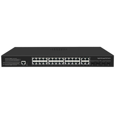 Switch PoE Gerenciado Comercial de 24 Portas 300W com 4 Uplinks Gigabit Alimentado por AC Único