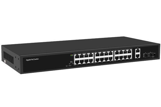 28-Port Full Gigabit PoE Fiber Switch Unmanaged 300W PoE Budget 220V Power Input