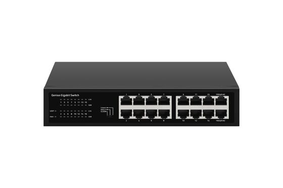 Comutador Ethernet não gerenciado de 16 portas Gigabit com Smart VLAN Fanless Design Rack montado