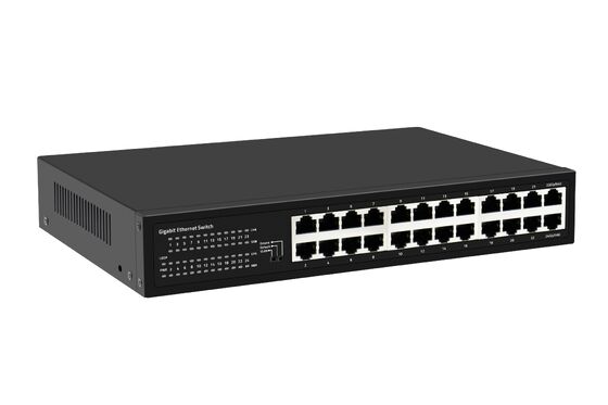 Switch Ethernet Gigabit de 24 portas com modos inteligentes, tipo desktop sem ventoinha, entrada AC