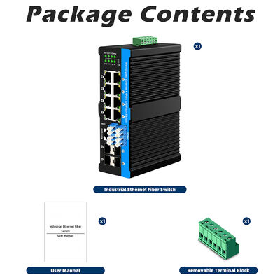 Switch de Bypass de Fibra Industrial com 4 Portas SFP+ 10G e 8 Portas PoE 10/100/1000Mbps para Ambientes Hostis