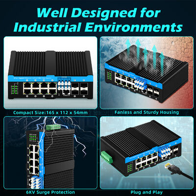 Switch de Bypass de Fibra Industrial com 4 Portas SFP+ 10G e 8 Portas PoE 10/100/1000Mbps para Ambientes Hostis