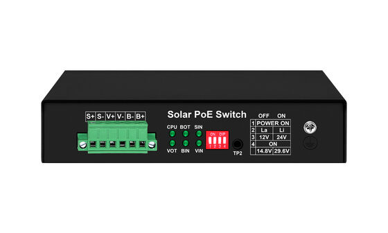 Gigabit PoE Switch MPPT Controlador de carga solar SFP Fibra óptica DC12V/DC24V/DC48V Entrada