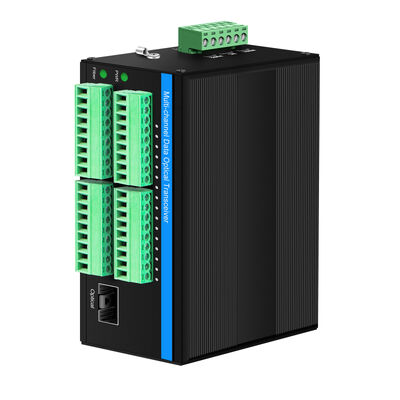 Conversor de fibra óptica de contacto seco de 16 canais DIN-RAIL bidirecional para alarme industrial