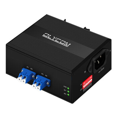 Módulo de comutação de desvio de fibra de dupla potência com recurso de atraso inteligente DIP AC/DC Input DIN Rail