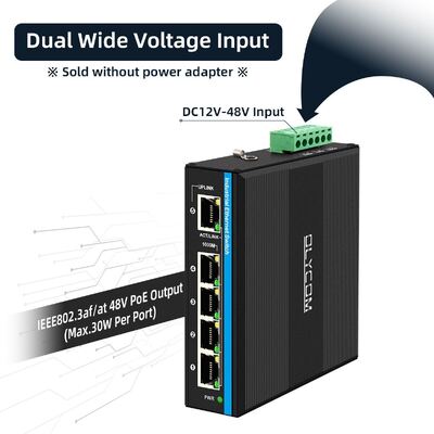 4 Port Voltage Booster PoE Switch DC12-48V Entrada Para Sistema de Energia Solar