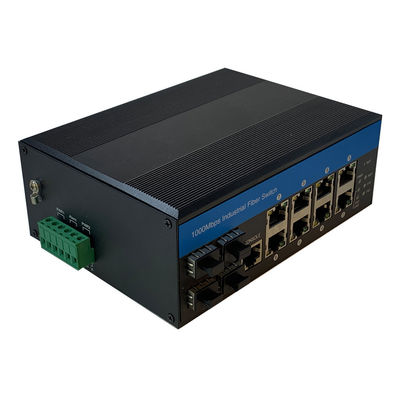 8 Port Industrial Managed PoE Switch 2.5G Fiber Din Rail 240W Apoio à Gestão PoE
