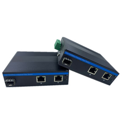 Switch POE Industrial Não Gerenciado 2 Portas Gigabit SFP Fibra Óptica IP40 Sem Ventoinha Trilho DIN