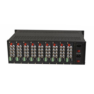 Conversor de mídia de vídeo Chassis 3U Rack para conversor óptico de vídeo entrada de potência dupla
