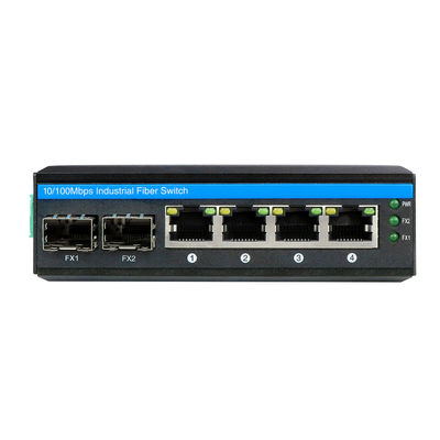 Comutador industrial POE não gerenciado com 2 portas SFP e 4 UTP para conformidade FCC e CE