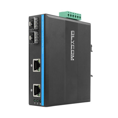 Comutador de rede industrial com 2 portas SFP e alta tensão para ambientes externos