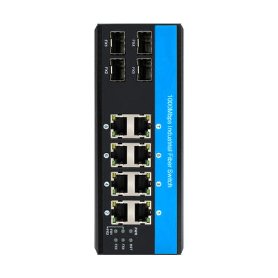 Comutador de rede à prova d'água de 8 portas Gigabit Comutador Ethernet robusto com 4 portas de fibra