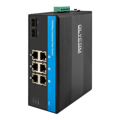 Interruptor de rede endurecido 8 portas Gigabit Ethernet 2 Fibra SFP não gerenciada DIN35 montado