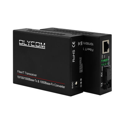 Gigabit Single Mode Media Converter PoE DC48V não gerenciado 1310/1550nm 20KM Fibra SC