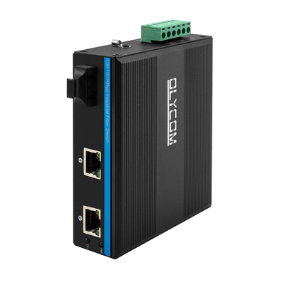 POE SC Connector Dual Fiber Industrial Switch Hub com 2 portas RJ45 Switch de rede