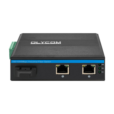 POE SC Connector Dual Fiber Industrial Switch Hub com 2 portas RJ45 Switch de rede