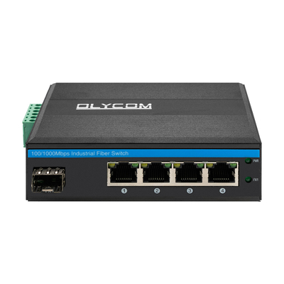 Instalação Industrial de Din Rail 4 Port POE Switch com 1 Port SFP Switch de Fibra Não Gerenciada