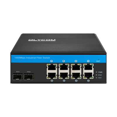 10 Portos Gigabit Fibra Óptica POE Switch Com Dois Slots SFP Industrial Poe Switch