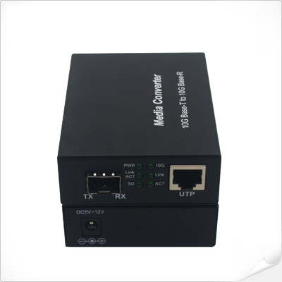 1000M 2.5G 5G 10G RJ45 SFP+ Media Converter 12VDC Velocidade de detecção automática não gerenciada