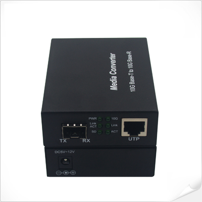1000M 2.5G 5G 10G RJ45 conversor de detecção 12VDC dos meios dos ethernet de SFP+ ao auto