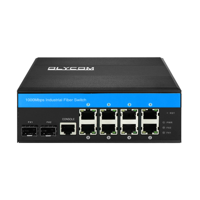 8 Port PoE Managed Switch L2 Fibra Óptica Gigabit Gestível Redes Rugged DIN Rail