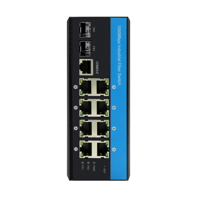 8 Port PoE Managed Switch L2 Fibra Óptica Gigabit Gestível Redes Rugged DIN Rail