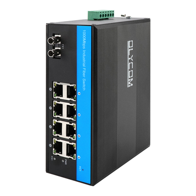 Compacto e fácil de instalar 8 Port Industrial Fiber Switch com montagem DIN Rail