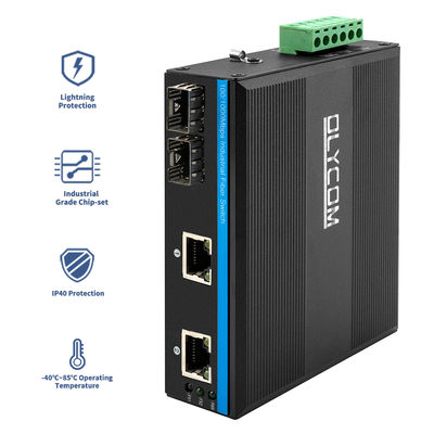 4 portas Gigabit Ethernet Switch não gerenciadas Casas endurecidas SFP Slots IP40 DC24V