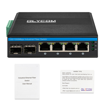 Comutação de rede industrial 6 Porta 100M/1000M Fibra Din Rail 12V 24V