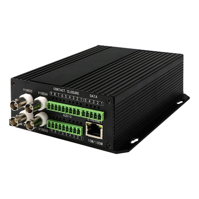 4 portas AV Balanced Audio Ethernet Converter de mídia de vídeo DC5V ST Fibra