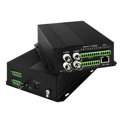 4 portas AV Balanced Audio Ethernet Converter de mídia de vídeo DC5V ST Fibra